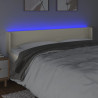 Zagłówek do łóżka z LED, kremowy 163x16x78/88 cm sztuczna skóra