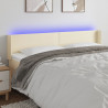 Zagłówek do łóżka z LED, kremowy, 203x16x78/88cm sztuczna skóra