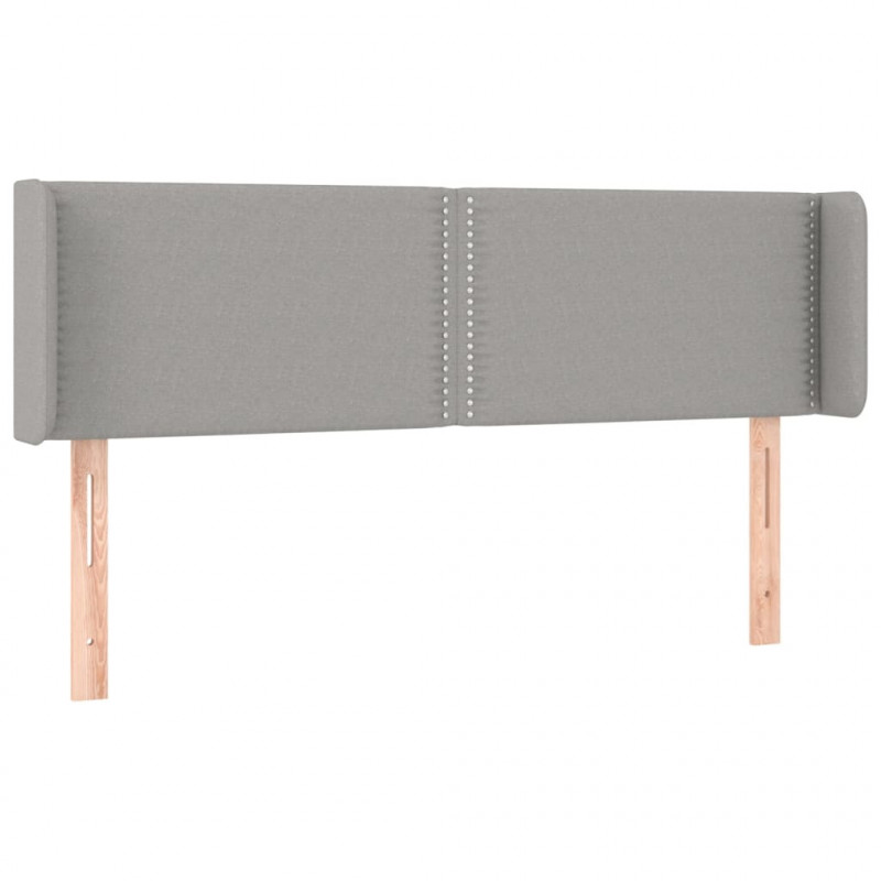 Zagłówek do łóżka z LED, jasnoszary, 147x16x78/88 cm, tkanina