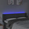 Zagłówek do łóżka z LED, ciemnoszary, 147x16x78/88 cm, tkanina