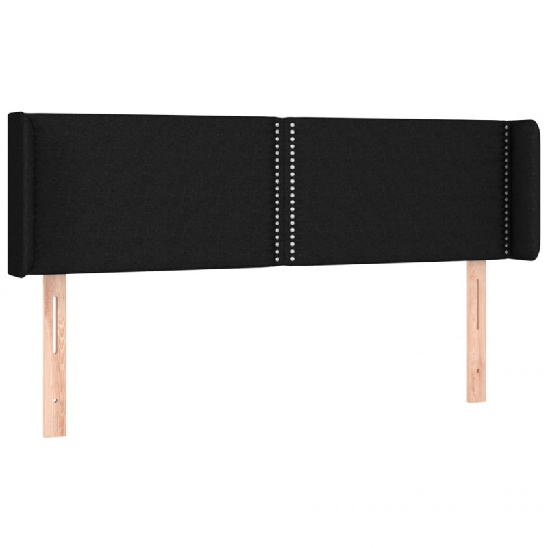 Zagłówek do łóżka z LED, czarny, 147x16x78/88 cm, tkanina