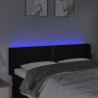 Zagłówek do łóżka z LED, czarny, 147x16x78/88 cm, tkanina