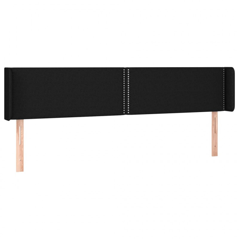 Zagłówek do łóżka z LED, czarny, 163x16x78/88 cm, tkanina