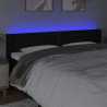 Zagłówek do łóżka z LED, czarny, 183x16x78/88 cm, tkanina