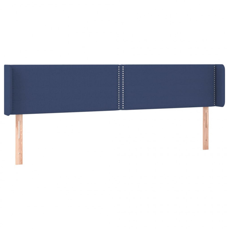 Zagłówek do łóżka z LED, niebieski, 203x16x78/88 cm, tkanina
