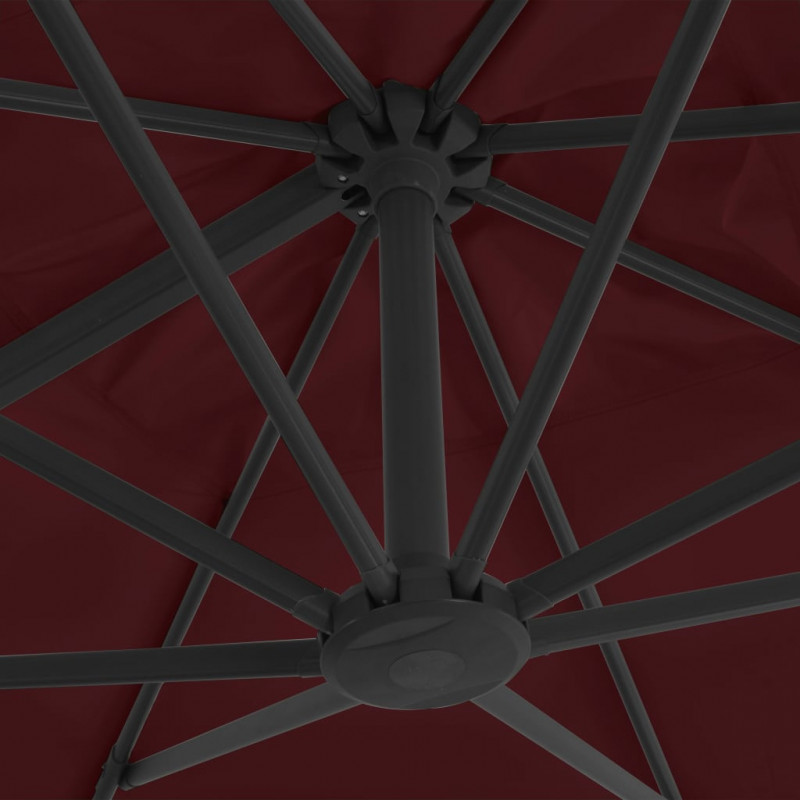 Parasol wiszący na aluminiowym słupku, bordowy, 400x300 cm