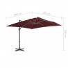Parasol wiszący na aluminiowym słupku, bordowy, 400x300 cm