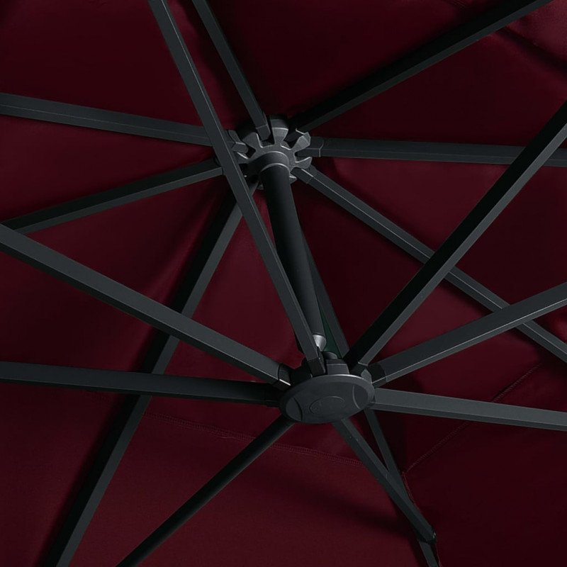 Parasol wiszący z LED, bordowy, 400x300 cm