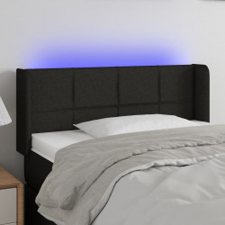 Zagłówek do łóżka z LED, czarny, 83x16x78/88 cm, tkanina
