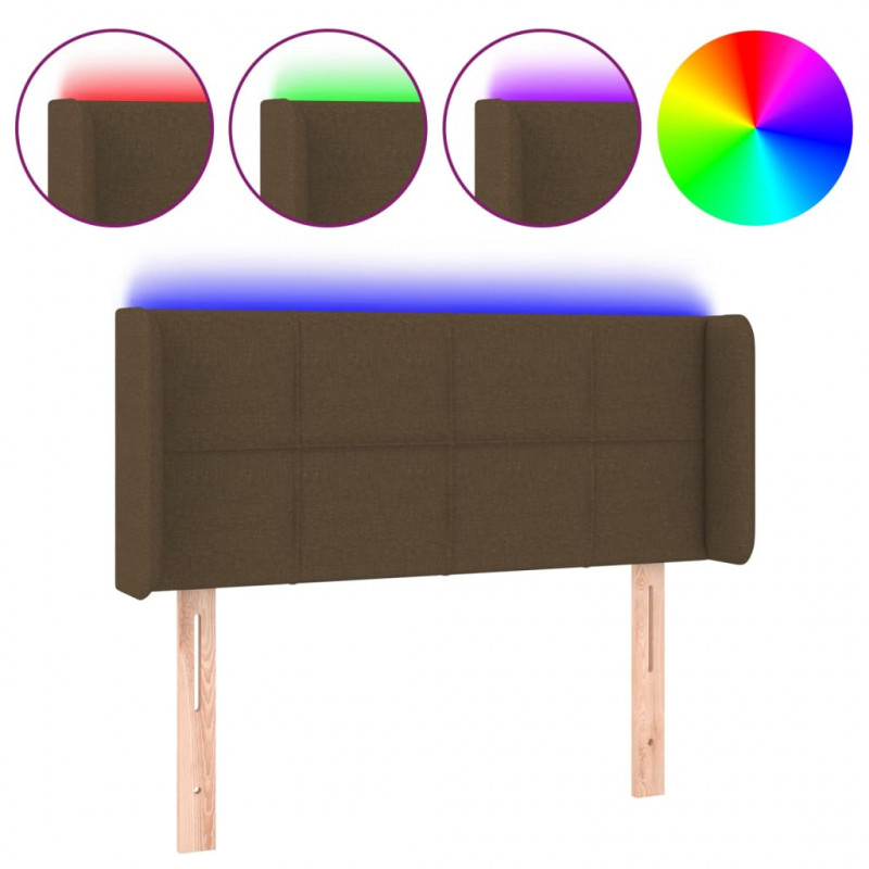 Zagłówek do łóżka z LED, ciemnobrązowy, 83x16x78/88 cm, tkanina