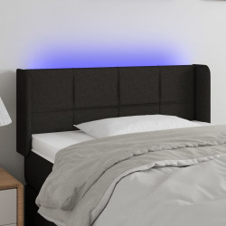 Zagłówek do łóżka z LED, czarny, 93x16x78/88 cm, tkanina