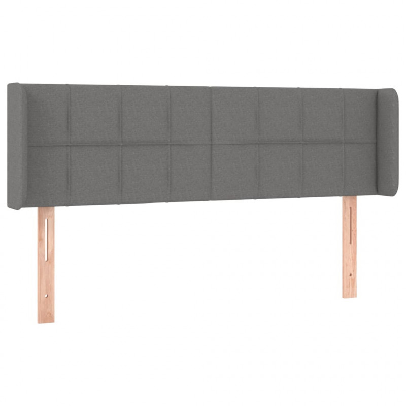 Zagłówek do łóżka z LED, ciemnoszary, 147x16x78/88 cm, tkanina