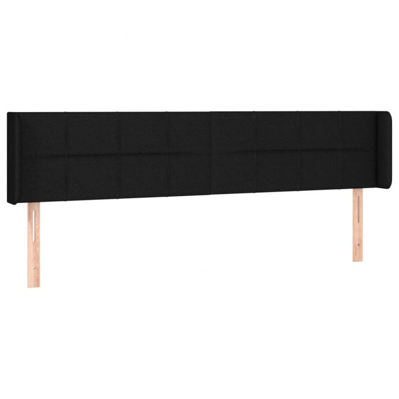 Zagłówek do łóżka z LED, czarny, 163x16x78/88 cm, tkanina
