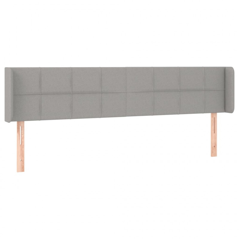 Zagłówek do łóżka z LED, jasnoszary, 183x16x78/88 cm, tkanina