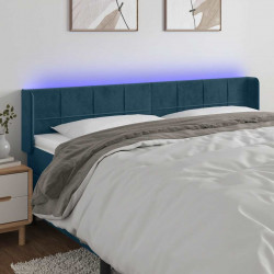 Zagłówek do łóżka z LED ciemnoniebieski 183x16x78/88 cm aksamit
