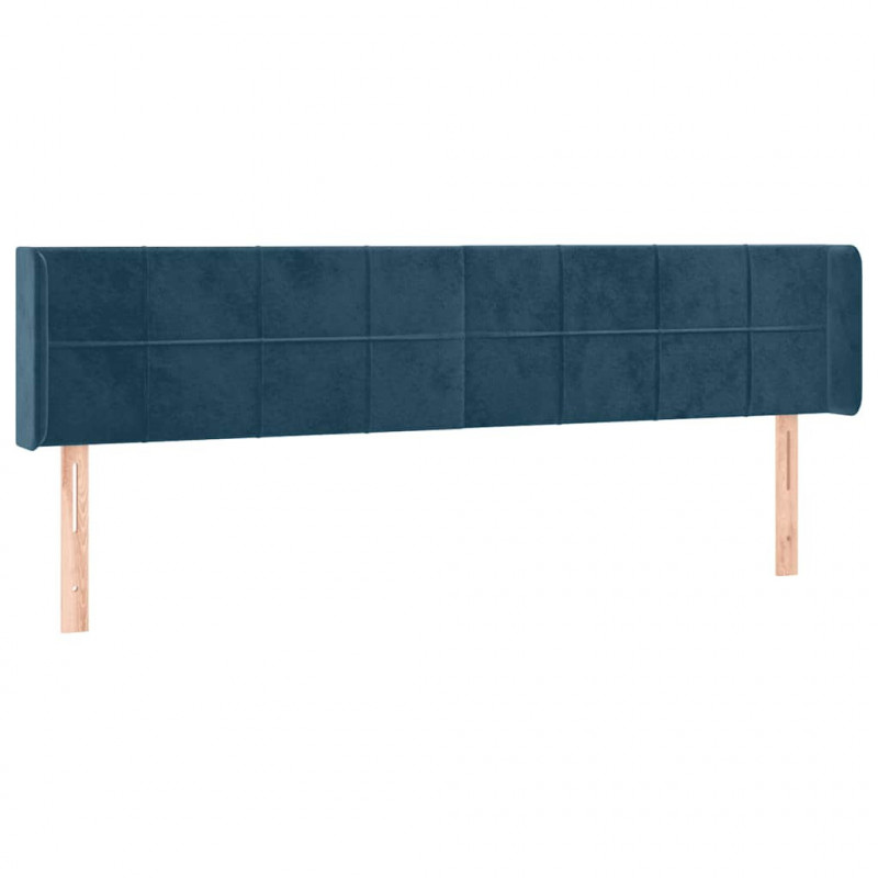 Zagłówek do łóżka z LED ciemnoniebieski 183x16x78/88 cm aksamit