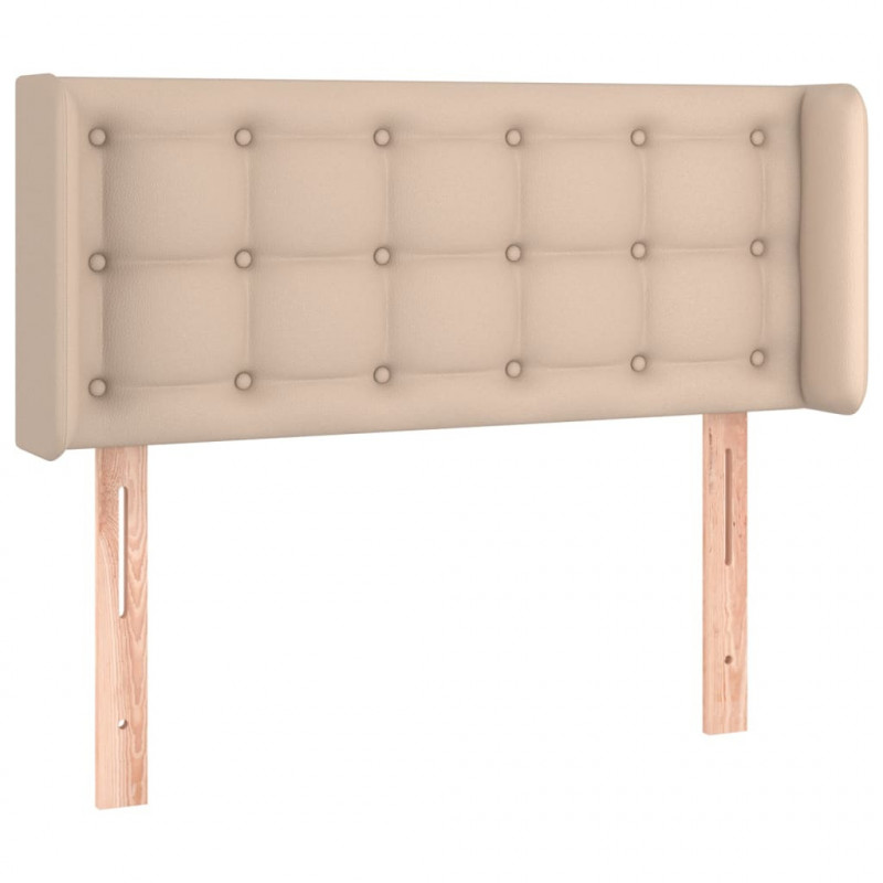 Zagłówek do łóżka z LED, cappuccino, 83x16x78/88 cm, ekoskóra