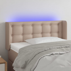 Zagłówek do łóżka z LED, cappuccino, 93x16x78/88 cm, ekoskóra