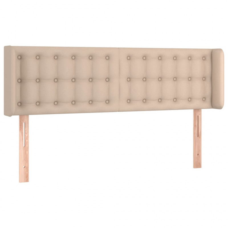 Zagłówek do łóżka z LED, cappuccino, 147x16x78/88 cm, ekoskóra