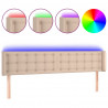 Zagłówek do łóżka z LED, cappuccino, 183x16x78/88 cm, ekoskóra