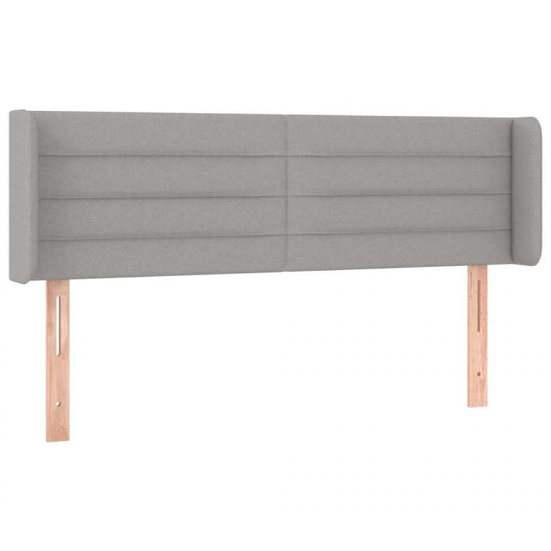 Zagłówek do łóżka z LED, jasnoszary, 147x16x78/88 cm, tkanina