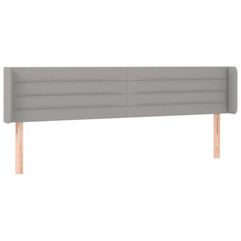 Zagłówek do łóżka z LED, jasnoszary, 203x16x78/88 cm, tkanina