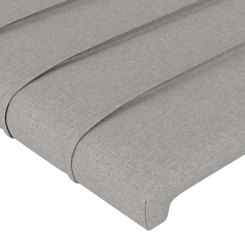 Zagłówek do łóżka z LED, jasnoszary, 203x16x78/88 cm, tkanina