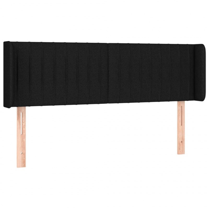 Zagłówek do łóżka z LED, czarny, 147x16x78/88 cm, tkanina