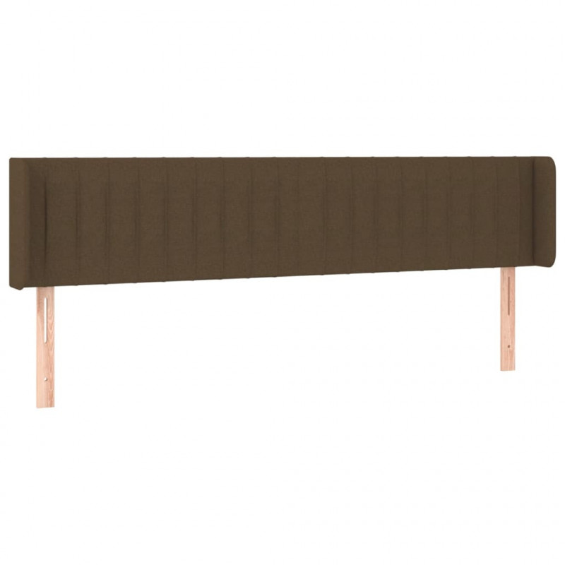 Zagłówek do łóżka z LED, ciemnobrązowy, 203x16x78/88cm, tkanina