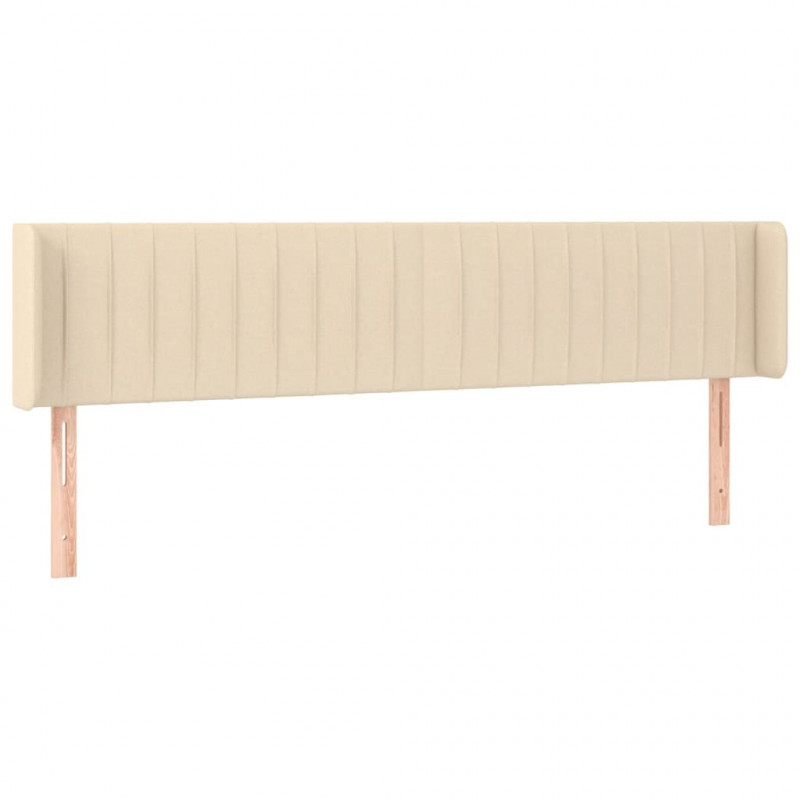 Zagłówek do łóżka z LED, kremowy, 203x16x78/88 cm, tkanina