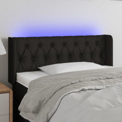 Zagłówek do łóżka z LED, czarny, 103x16x78/88 cm, tkanina