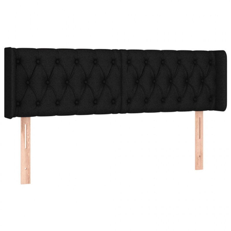 Zagłówek do łóżka z LED, czarny, 147x16x78/88 cm, tkanina