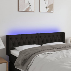 Zagłówek do łóżka z LED, czarny, 163x16x78/88 cm, tkanina
