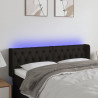 Zagłówek do łóżka z LED, czarny, 163x16x78/88 cm, tkanina
