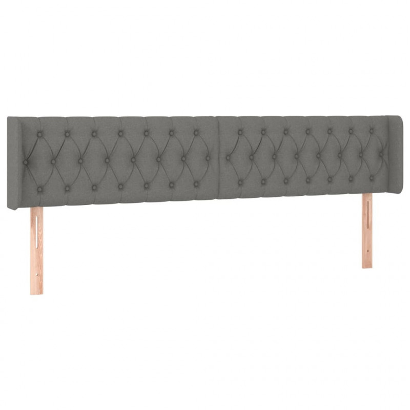 Zagłówek do łóżka z LED, ciemnoszary, 203x16x78/88 cm, tkanina