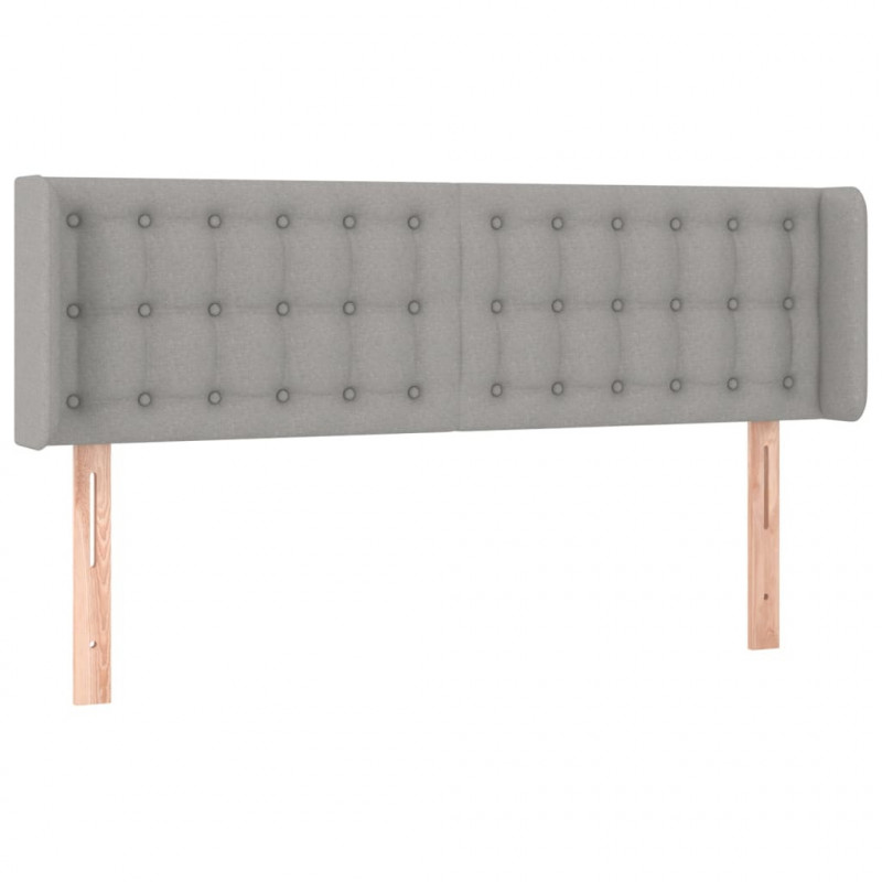 Zagłówek do łóżka z LED, jasnoszary, 147x16x78/88 cm, tkanina