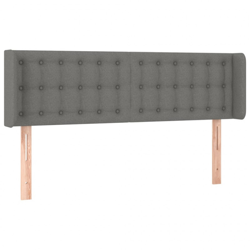 Zagłówek do łóżka z LED, ciemnoszary, 147x16x78/88 cm, tkanina
