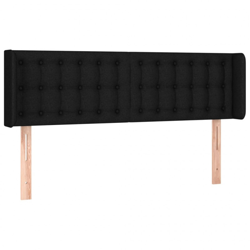 Zagłówek do łóżka z LED, czarny, 147x16x78/88 cm, tkanina