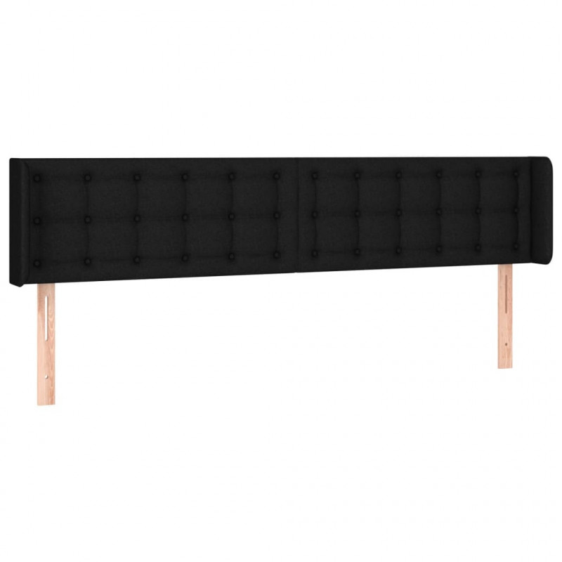 Zagłówek do łóżka z LED, czarny, 163x16x78/88 cm, tkanina