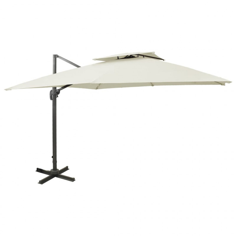 Parasol ogrodowy Cantilever z podwójnym blatem 300x300 cm, piaskowy