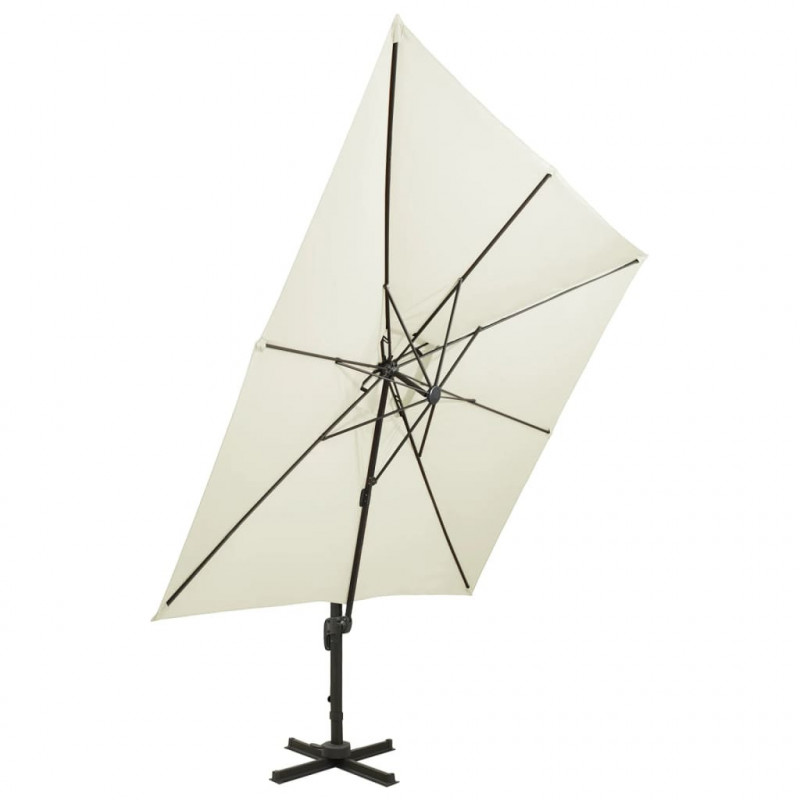 Parasol ogrodowy Cantilever z podwójnym blatem 300x300 cm, piaskowy
