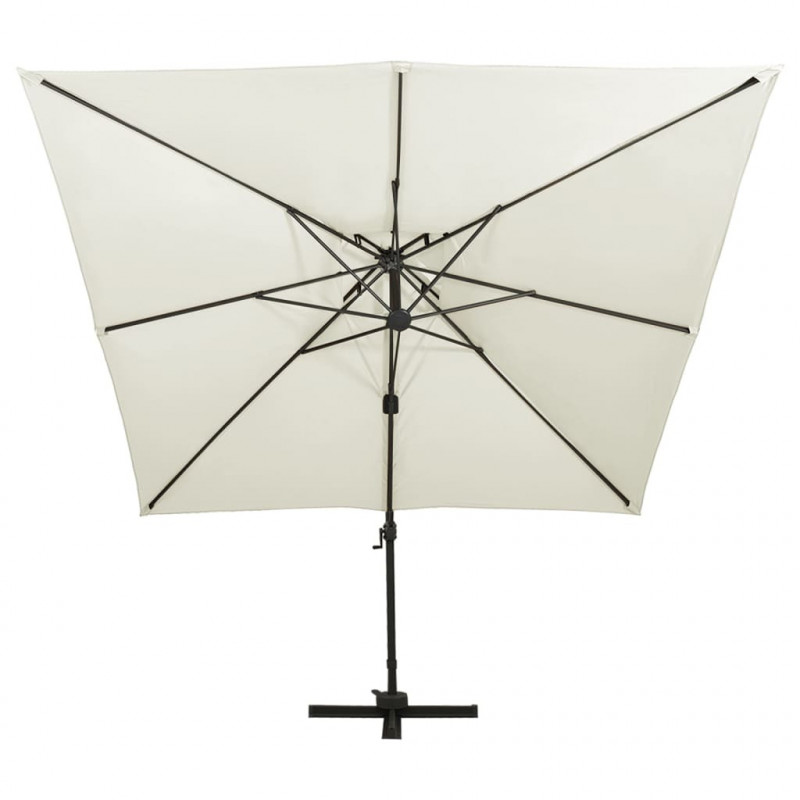 Parasol ogrodowy Cantilever z podwójnym blatem 300x300 cm, piaskowy