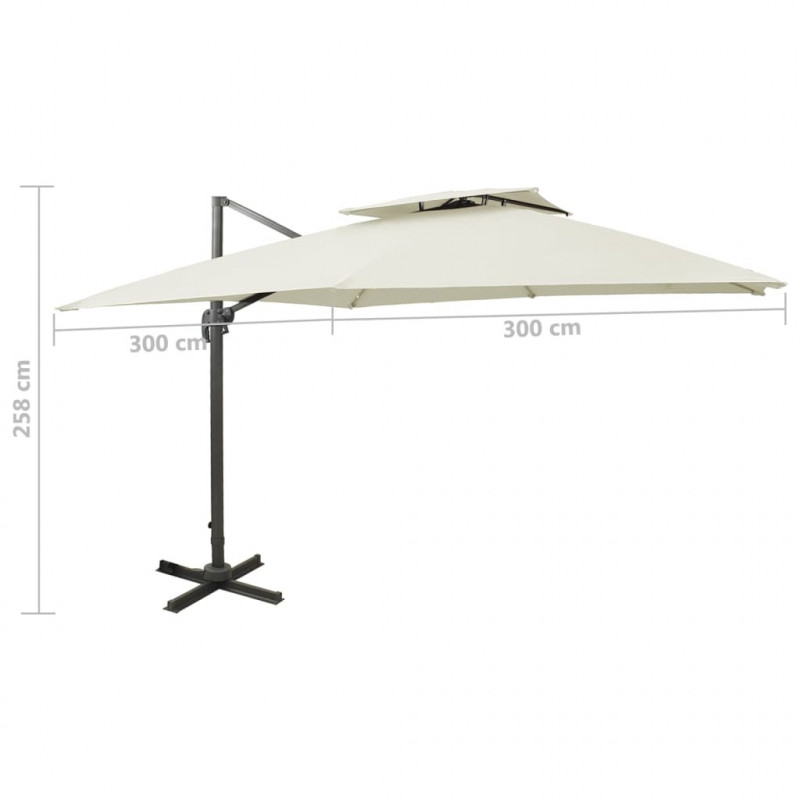 Parasol ogrodowy Cantilever z podwójnym blatem 300x300 cm, piaskowy