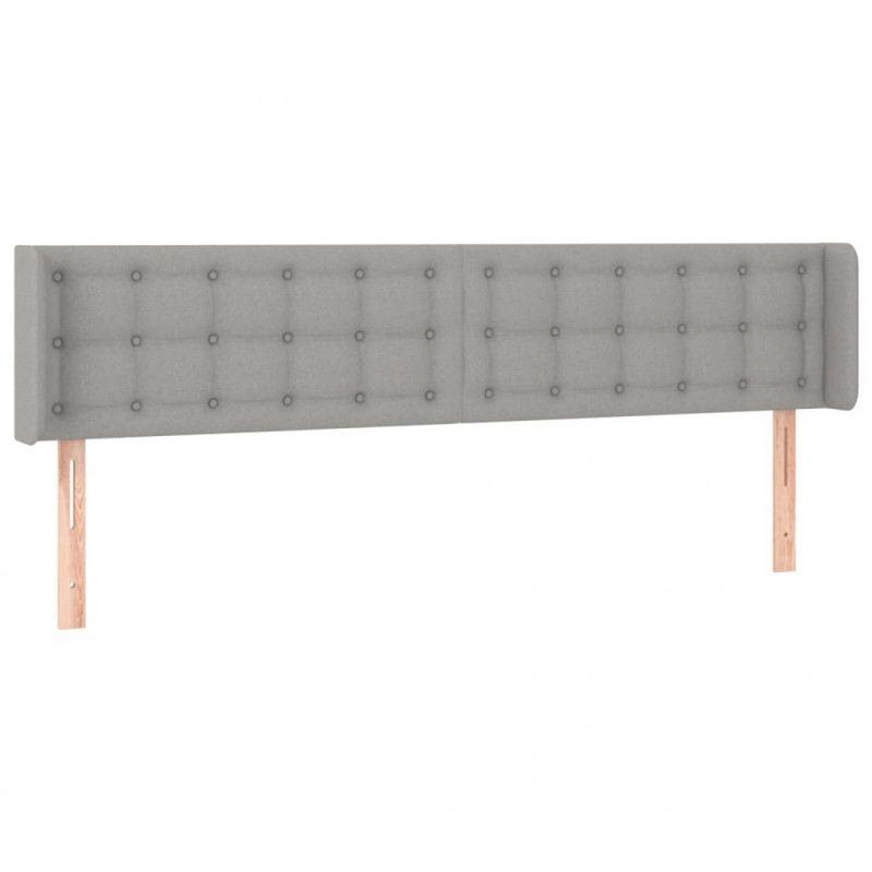 Zagłówek do łóżka z LED, jasnoszary, 183x16x78/88 cm, tkanina