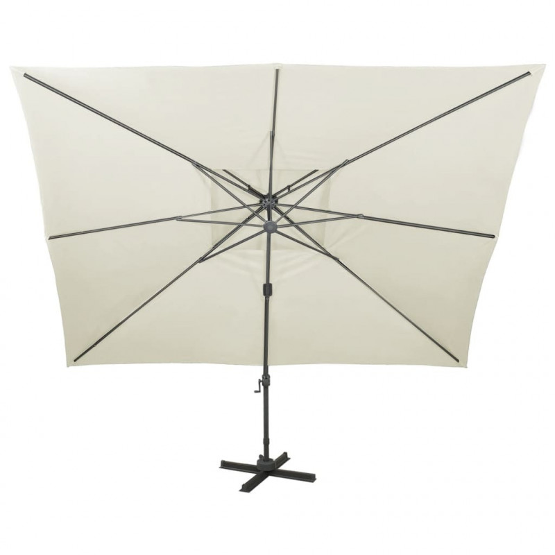 Parasol ogrodowy Cantilever z podwójną górą, piaskowy, 400x300 cm