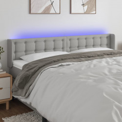 Zagłówek do łóżka z LED, jasnoszary, 203x16x78/88 cm, tkanina