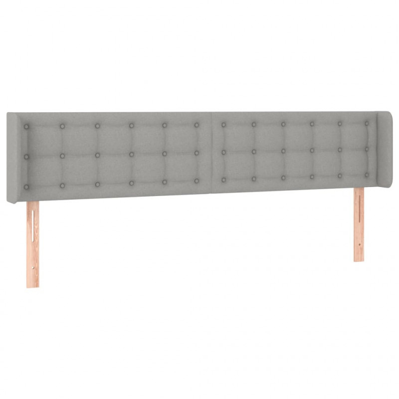 Zagłówek do łóżka z LED, jasnoszary, 203x16x78/88 cm, tkanina
