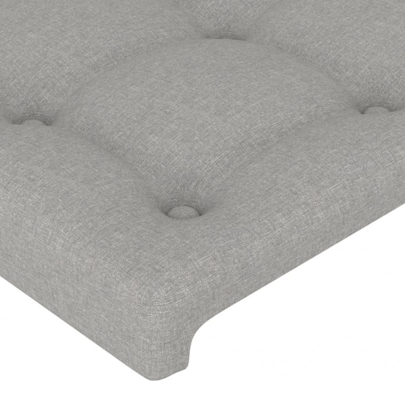 Zagłówek do łóżka z LED, jasnoszary, 203x16x78/88 cm, tkanina