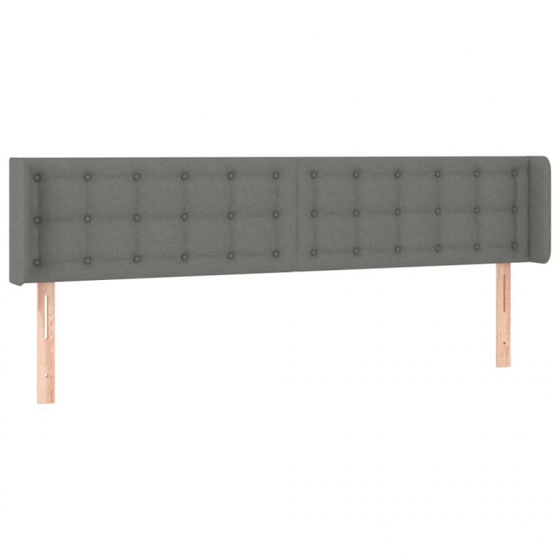 Zagłówek do łóżka z LED, ciemnoszary, 203x16x78/88 cm, tkanina