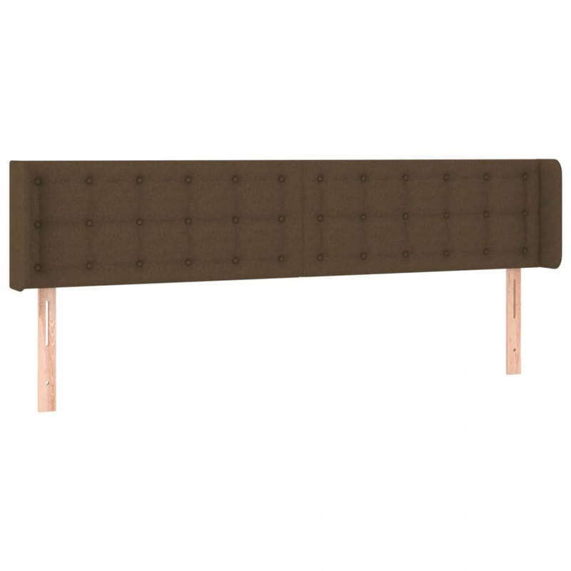 Zagłówek do łóżka z LED, ciemnobrązowy, 203x16x78/88cm, tkanina